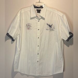 Atlas For Men- White Button Down Compass West Canyon Graphics Shirt Size 2 XL